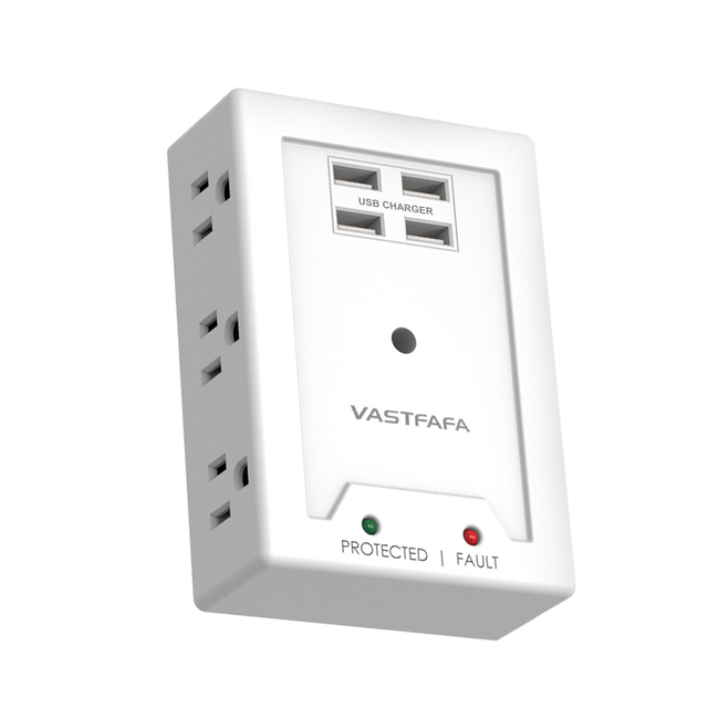 Vastfafa US Surge Protector Portable Power Strip with 6 Outlets 3 USB a & C Ports ETL Certified 16A