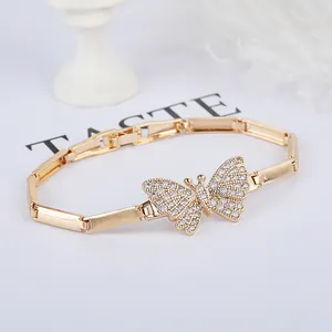Bracelet IPMIN Jewelry Popular Luxury Crystal Zircon 18K Gold Plated 24K Gold Plated Butterfly Bracelet For Women