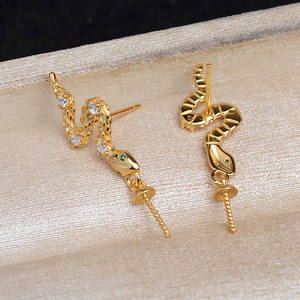 Boucles d'oreilles en argent 925, accessoires de bricolage, bijoux à trois perles avec support pour 5-7 perles, produit semi-fini JG5908, boucles d'oreilles pendantes tendance - Product Image 4