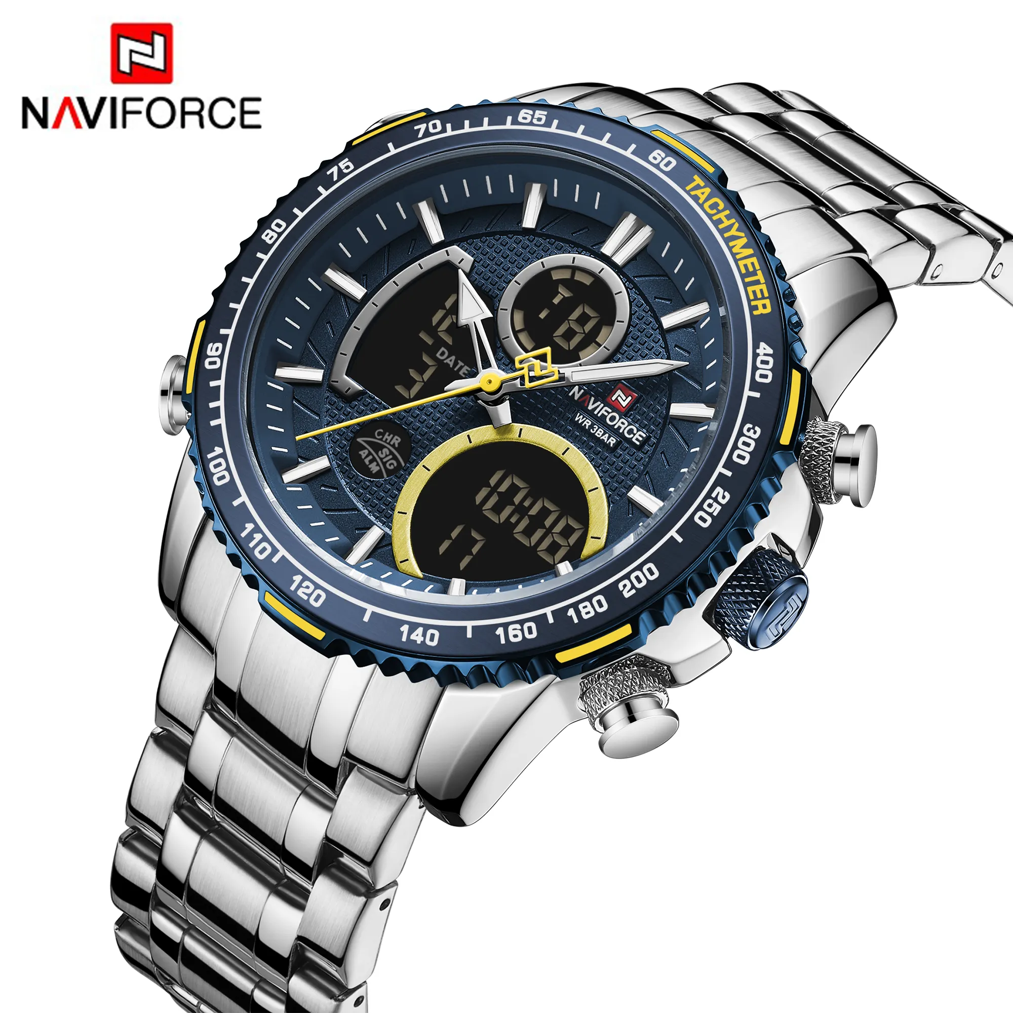 Hot Sale NAVIFORCE 9182 Watches Men Wrist Double Display Chronograph Watch Casual Business Quartz Wristwatches Reloj Hombre
