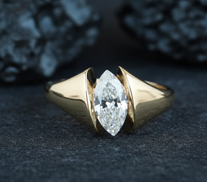 Bague de fiançailles, de mariage et de fête classique en argent S925 plaqué or 14 carats avec diamant de laboratoire certifié IG pour hommes et femmes - Product Image 2