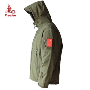 Veste <span class=keywords><strong>Softshell</strong></span> Tactique Imperméable Teinte à Col Montant, Coupe-Vent à Séchage Rapide avec Capuche pour l'Extérieur - Product Image 1