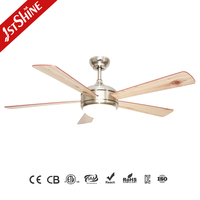 Ventilateur de plafond moderne avec lumière 1stshine 52 pouces, télécommande, décoration intérieure, excellent vendeur, directement de l'usine, moteur DC professionnel