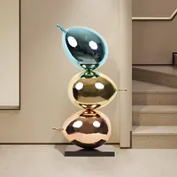 Sculpture de ballons en fibre de verre électroplaquée sur mesure, décoration moderne pour la pièce avec motif de modèle