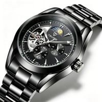 Nouvelle Arrivée Montre Automatique Homme en Acier Doré Cadran Squelette Mécanique Calendrier Affaires Luxe Montre de Luxe Montre pour Homme