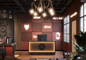 Luxury Style Barber Shop Interior Design Customized Men Salon Store Display Furniture Dero Solid Wood Barber Stations - Product Image 3