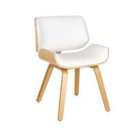 Chine Usine Accoudoir à dossier rond moderne en cuir blanc courbé en bois de noyer KD Jambes Chaises de salon Fournisseur de meubles