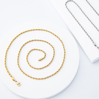 Collier Ras-de-Cou Torsadé en Acier Inoxydable Plaqué Or 18K, Chaîne Gourmette de Gros, Bijoux de Dubaï, Maillons 2.5MM 3MM, Longueur Personnalisée