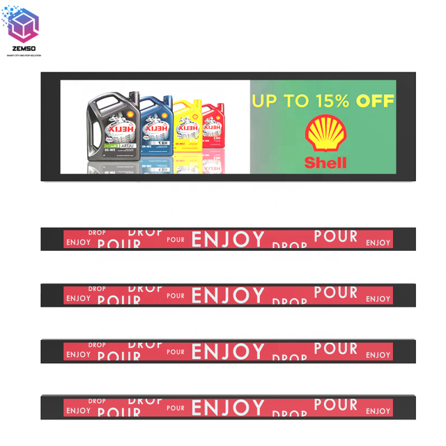 37 Inch Shelf Edge Digital Signage Ultra-Wide Stretch Bar LCD Display Monitor Advertising Screen for Retail Shops