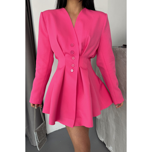 Vestido de Suéter Rosa para Mujer con Detalle de Lentejuelas y Chaqueta - Product Image 5