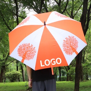 Wholesale Sunny Kinte <b>Windproof</b> Custom Printed Straight Golf <b>Umbrella</b> Auto Open Logo Orange Black Fiberglass Frame 30inch - Product Image 1