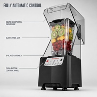 Mixeur Commercial Robuste Entièrement Automatique à Vitesse Variable, Machine à Smoothies et Broyeur à Glace 2L, Hachoir à Six Lames Sans BPA