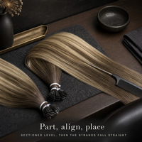 Extensions de cheveux humains pré-collées à la kératine, vierges russes, lisses, double épaisseur, pointes plates I, U, V, cuticules alignées, personnalisables en gros