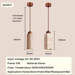 Lámpara Colgante LED de Estilo Wabi-Sabi en Travertino Amarillo, AC 85-265V, para Casas de Huéspedes, Hostales, Salones de Té, Bares, Restaurantes - Product Image 5