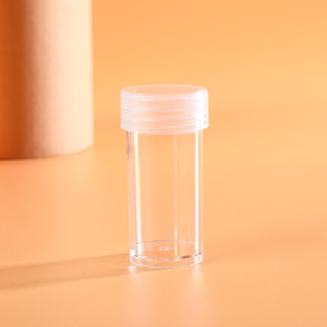 Joyero redondo de acrílico transparente Caja de anillo portátil Pendiente Collar Organizador Botella de polvo brillante - Product Image 3