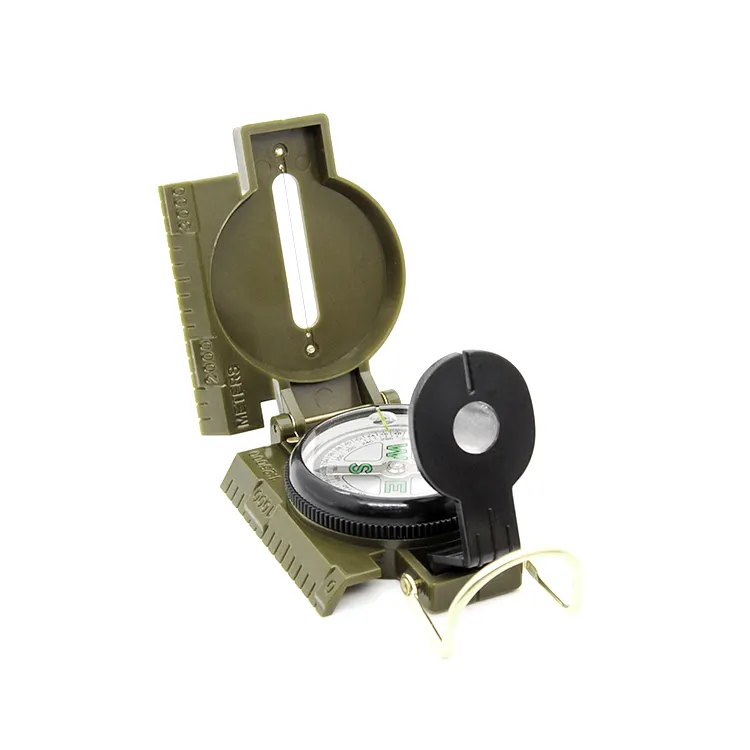 야생 탐험 하이킹을위한 포인터 디스플레이가있는 생존 포켓 운반 가이드를위한 야외 모험 자석 나침반 Lensatic