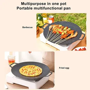Sartén <span class=keywords><strong>para</strong></span> parrilla, plato de barbacoa antiadherente redondo coreano, <span class=keywords><strong>para</strong></span> viajes al aire libre, Camping, freír, sartén <span class=keywords><strong>para</strong></span> barbacoa, accesorios, suministros de cocina - Product Image 2