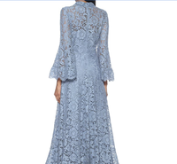 Nouvelle robe de soirée élégante pour femmes, robe longue à manches évasées en dentelle et perles, robe maxi grande taille pour femmes