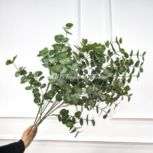 Hojas verdes de seda <span class=keywords><strong>artificial</strong></span> de alta calidad, tallos de hojas de rama de tacto Real, arreglo Floral, boda, Navidad - Product Image 4