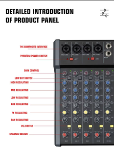 Consola de Mezcla de Audio Profesional Rayco B120 de 12 Canales con DSP y Construcción Metálica para <span class=keywords><strong>Discoteca</strong></span>/Bar/Club/Uso Doméstico - Product Image 5