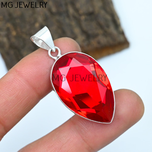 Tear Drop Của <span class=keywords><strong>Ruby</strong></span> Mặt Dây Chuyền 925 Sterling Silver Unisex Hợp Thời Trang Vòng Cổ Quyến Rũ Cho Đám Cưới Và Các Bên Hình Dạng Hình Bầu Dục Trong Giá Bán Buôn - Product Image 1