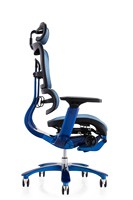 Chaise de bureau ergonomique à dossier haut laqué bleu Chaise en maille élévatrice au design moderne Maille en tissu tournante inclinable