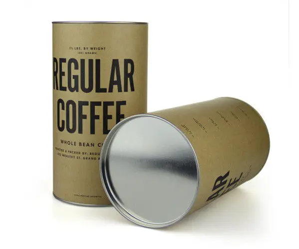 खाद्य ग्रेड कॉफी बीन पैकेजिंग टिन ढक्कन और टिन आधार कागज एल्यूमीनियम पन्नी कागज अस्तर के साथ कर सकते हैं कागज ट्यूब