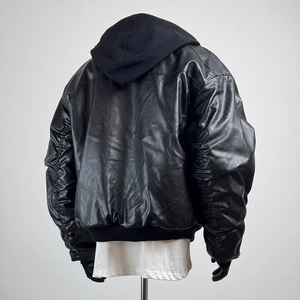 Özel bombacı ceket Zip up kapşonlu erkek ceket rüzgar geçirmez pilili erkekler için DERİ CEKETLER Homme kış ceket - Product Image 2