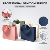 Bolsa de Regalo de Joyería de Papel Texturizado de Lujo con Logotipo Personalizado, Asa de Cinta Integrada, Bolsa Troquelada para Joyería al por Mayor