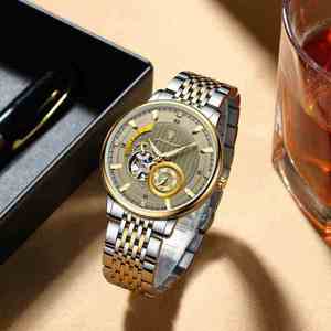 Reloj POEDAGAR 1416 de Moda para Hombre, Reloj de Negocios Automático, Mecánico, Hueco, de Lujo, Resistente al Agua, de Acero Inoxidable - Product Image 3