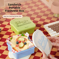 Boîte de rangement alimentaire en plastique micro-ondable au design élégant pour sandwichs, toasts, repas quotidiens, conservation des aliments frais