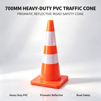 Cône de signalisation routière en PVC robuste de 700 mm, haute visibilité, réfléchissant prismatique, pour travaux routiers et événements, vente en gros
