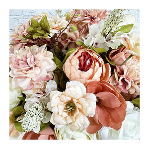 Ramo de Flores de Seda Romántico y Soñador, Peonías y Rosas Blancas y Rosas Mezcladas, Hecho a Mano, Alta Simulación, Arreglo Floral Otoñal para Bodas - Product Image 5