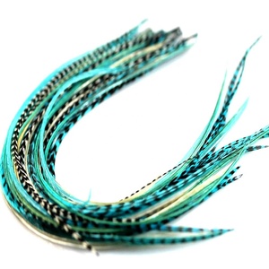 Plumas de Gallo Grizzly Naturales de Colores, Finas, de 25-30 cm, al por Mayor, para Atar Moscas, Extensiones de Cabello, Pendientes, Manualidades, Decoraciones - Product Image 2