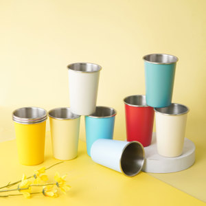 Vasos de vino de acero inoxidable de 480ML ecológicos, vasos de Metal irrompibles para agua, bebidas, vasos de beber apilables para uso diario - Product Image 1