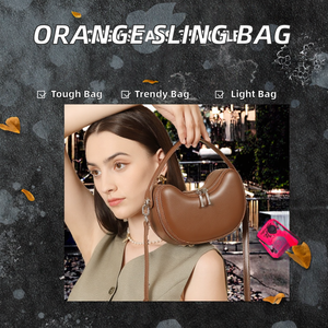 Sac à main fourre-tout en cuir orange pour femmes Sangle unique Usine Expédition rapide Logo personnalisé Doublure en polyester-Épaule fronde pour dames - Product Image 2