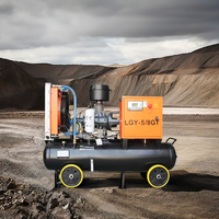 Compresseur d'air à vis diesel Réservoir d'air portable 400L 8bar 10bar Alimentation secteur lubrifiée avec moteur de pompe à noyau PLC
