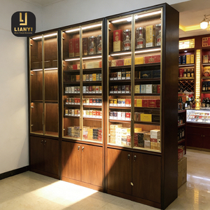 Retail Tobacco and Wine <b>Display</b> Case <b>Wall</b> <b>Unit</b> with Adjustable Shelves LED Lit Glass Front for Store Visibility - Product Image 3