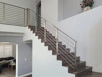 Balustrade contemporaine en acier inoxydable 304 316 pour extérieur, à fixation au sol, pour balcon et escalier, résistante à la rouille