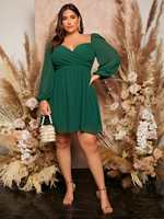 Robes décontractées brodées écologiques pour femmes, taille empire, manches bouffantes, coupe trapèze, longueur genou, grandes tailles, collection Printemps 2023, vente en gros