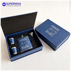 Juego de Frascos de Licor de Cuero Sintético Grabables por Láser, de Alta Calidad, Personalizados, de 6 oz, Estilo Vintage para Hombre, para Grabado Láser - Product Image 2