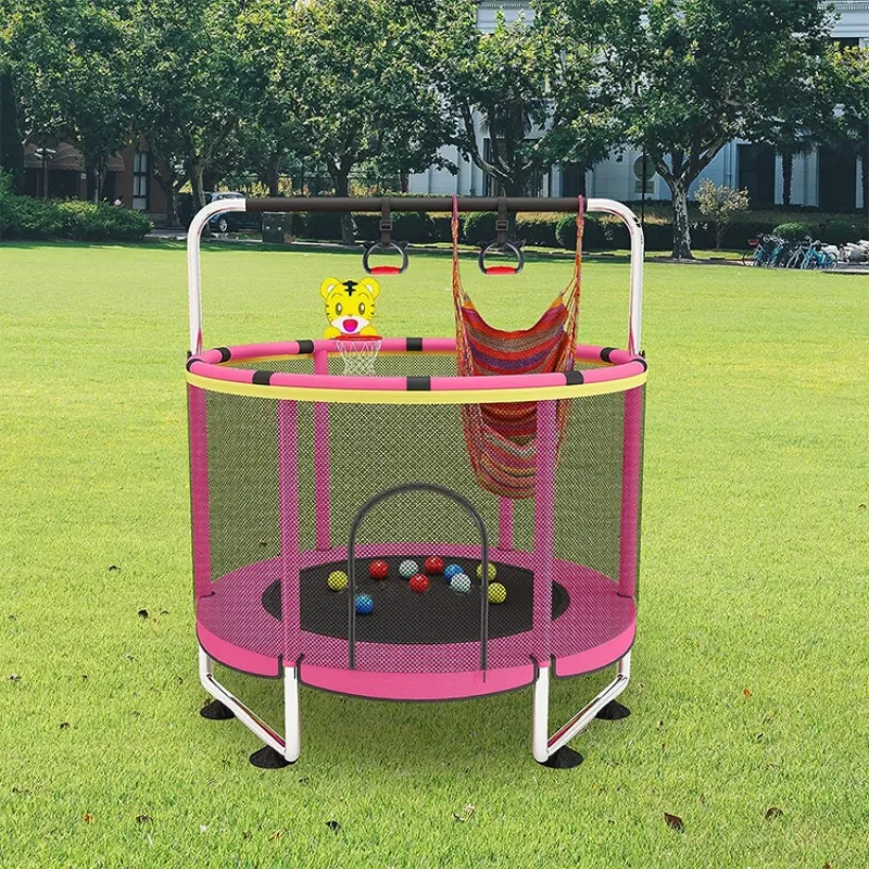 Zoshine 60 pulgadas niños recreativo al aire libre trampolín niños saltar trampolín cama con aro de cesta para la venta