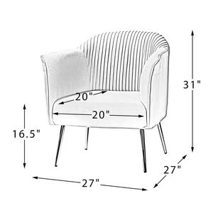 Design moderne Simple <span class=keywords><strong>Contemporain</strong></span> Élégant Loisirs <span class=keywords><strong>Petit</strong></span> <span class=keywords><strong>Fauteuil</strong></span> Rembourré Hôtel Velours Blanc - Product Image 6