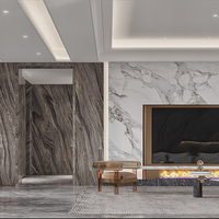 Meuble TV en métal LED moderne doré pour appartement, en bois d'ingénierie contemporain brun foncé