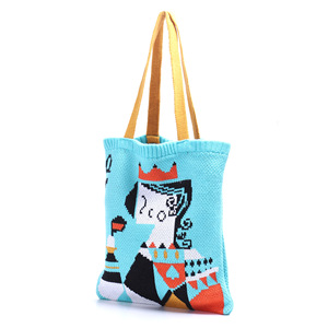 Bolso de mano de punto estilo japonés Kawaii para mujer, de poliéster bordado, para adolescentes, moda de <span class=keywords><strong>invierno</strong></span>, bolso de compras de <span class=keywords><strong>ganchillo</strong></span> con asa superior - Product Image 2