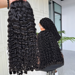 Peluca de Cabello Humano Virgen Rizado Birmano con Encaje Frontal, Sin Pegamento, Color Natural, Rizos Suaves y Voluminosos, Línea de Cabello Natural Pre-Desplumada - Product Image 1