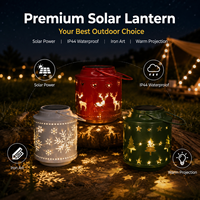 Lanterne LED de Noël de style nordique, alimentée par énergie solaire, rechargeable, portable, bougie électronique d'intérieur pour la décoration des fêtes