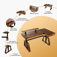 Bureau debout en L moderne personnalisé OEM/ODM avec rehausseur, table d'ordinateur portable réglable pour le bureau à domicile
