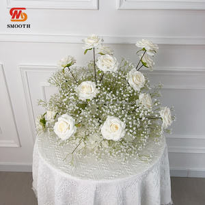 Boule de fleurs artificielles SMOOTH Hot Indian Royal White Rose pour centre de table de mariage, design asymétrique brisé, 1,8-2,4 m - Product Image 2