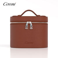 Sac de toilette de luxe COSSNI avec logo personnalisé en cuir véritable, grande capacité, organiseur de maquillage de voyage, trousse de toilette pour femmes